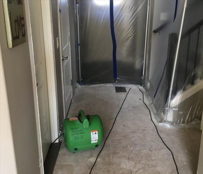 Mitigated hallway, drying equipment set, containment