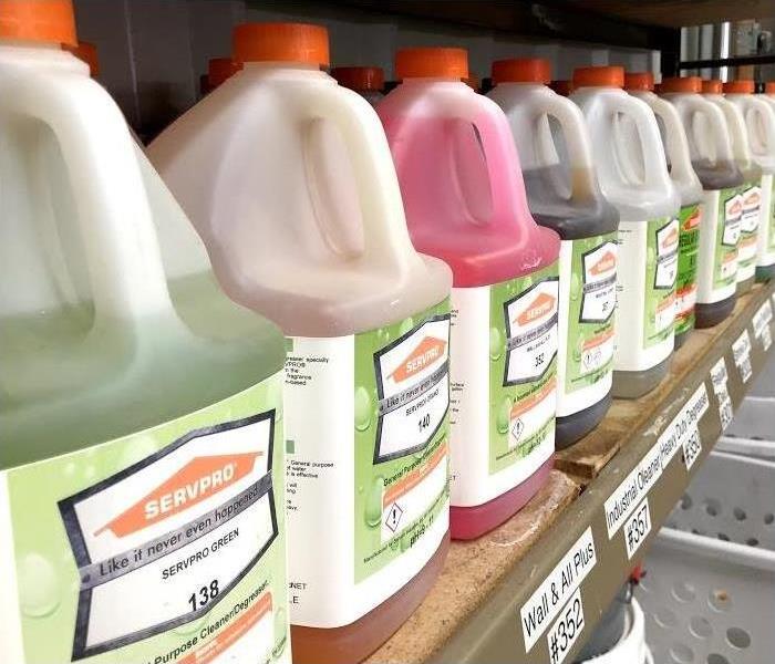 SERVPRO cleaning products on shelf