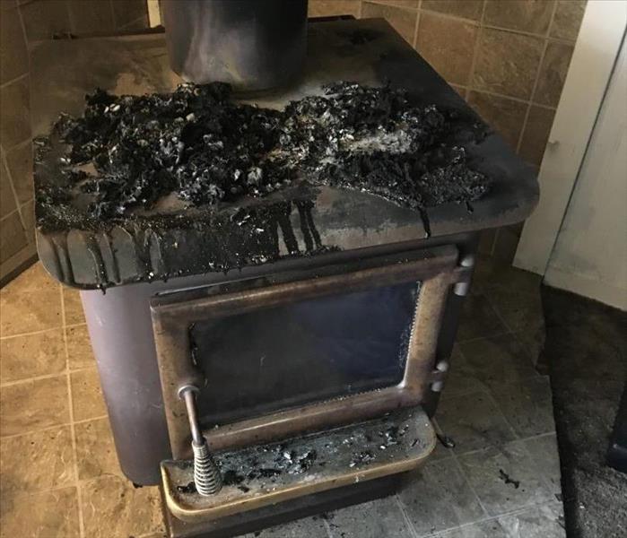 Wood stove fire damage