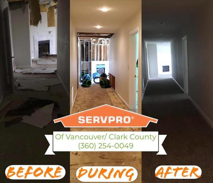 before, during, after of a water damage