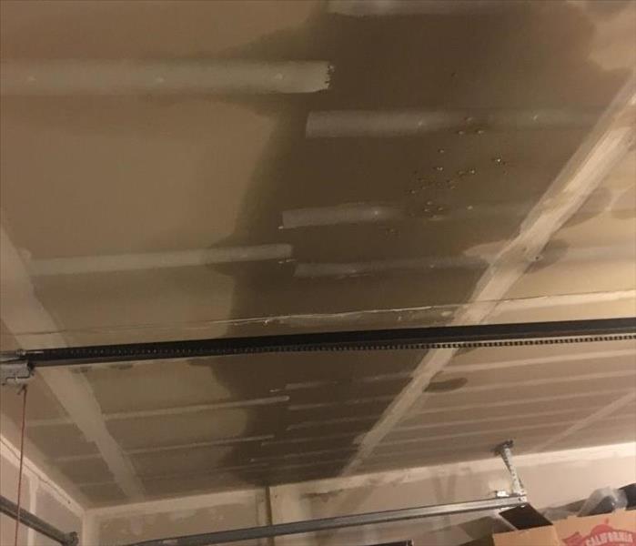 Garage ceiling with water damage