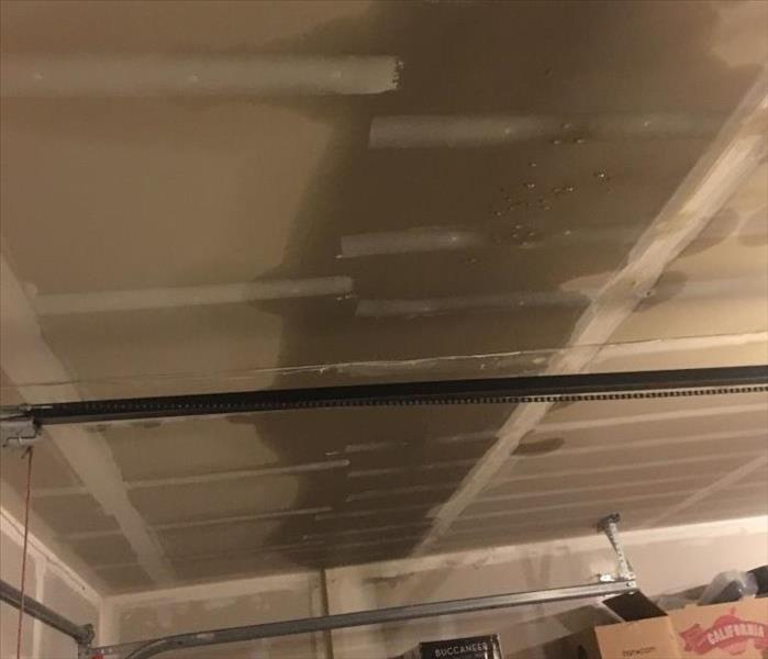 Water damaged garage ceiling 