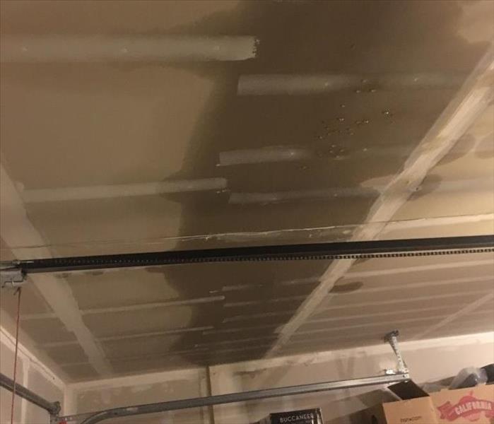 Water damaged garage ceiling